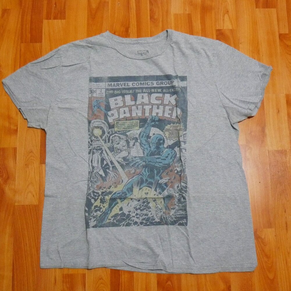 Marvel Black Panther T-Shirt Men's Size XL Gray Short Sleeve Comic Strip Graphic